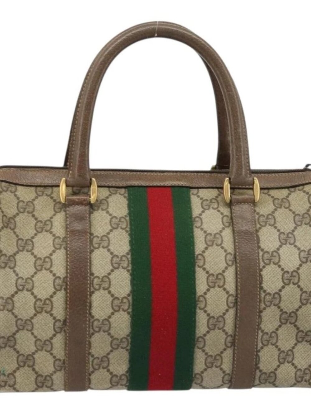 GUCCI GG Supreme Web Sherry Line Boston Bag PVC Beige Gold 39 02 006 Auth gh1854 - Picture 3 of 16